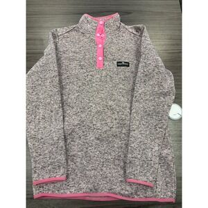Simply Southern Pullover Women's Medium Gray Pink Snap Fleece Sweatshirt